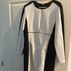 Black and white block dress